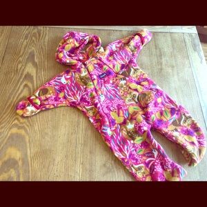 Patagonia Pink Fox Fleece Baby Bunting